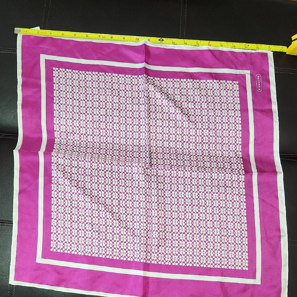 Coach Fuchsia and White Patterned Scarf